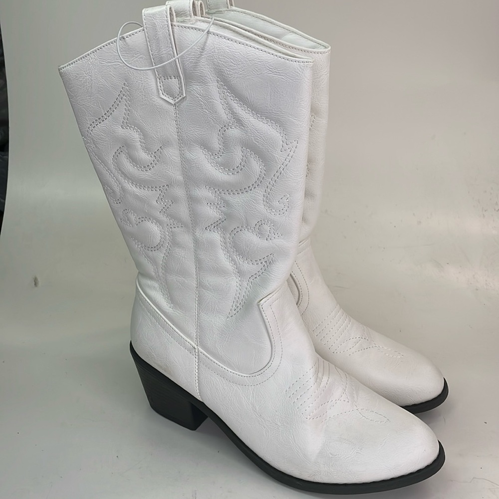 Charles Albert Yeehaw Cowboy Boots white size 8